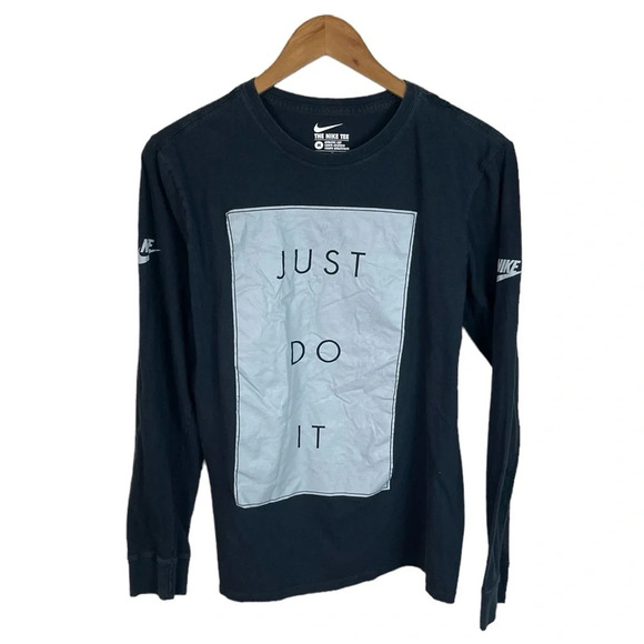 LS356 Men’s Nike The Nike Tee Athletic Cut Just Do It LS T Shirt M - Picture 1 of 4